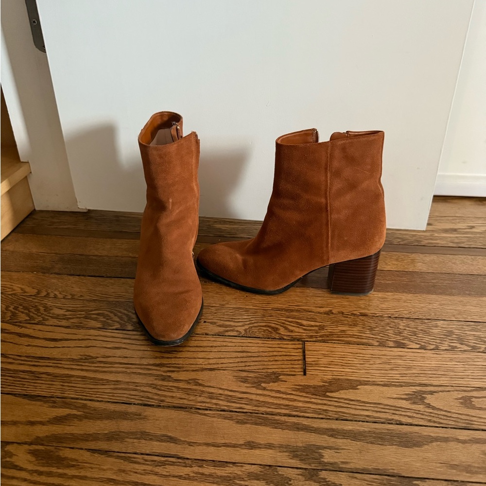 J. Crew Brown Ankle Booties with Suede Finish